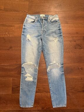 Frame Denim Light Wash Distressed Skinny Jeans